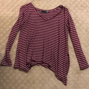 NWOT striped burgundy long sleeve t shirt